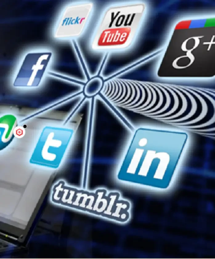 Social media network connections illustration